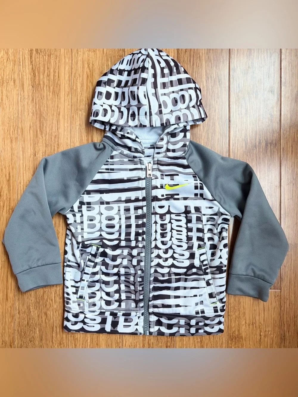 NIKE black and gray Full Zip Baby Hooded Track Jacket size 24m